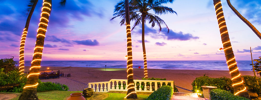 View of Paradise Beach at Dusk from Mount Lavinia Hotel